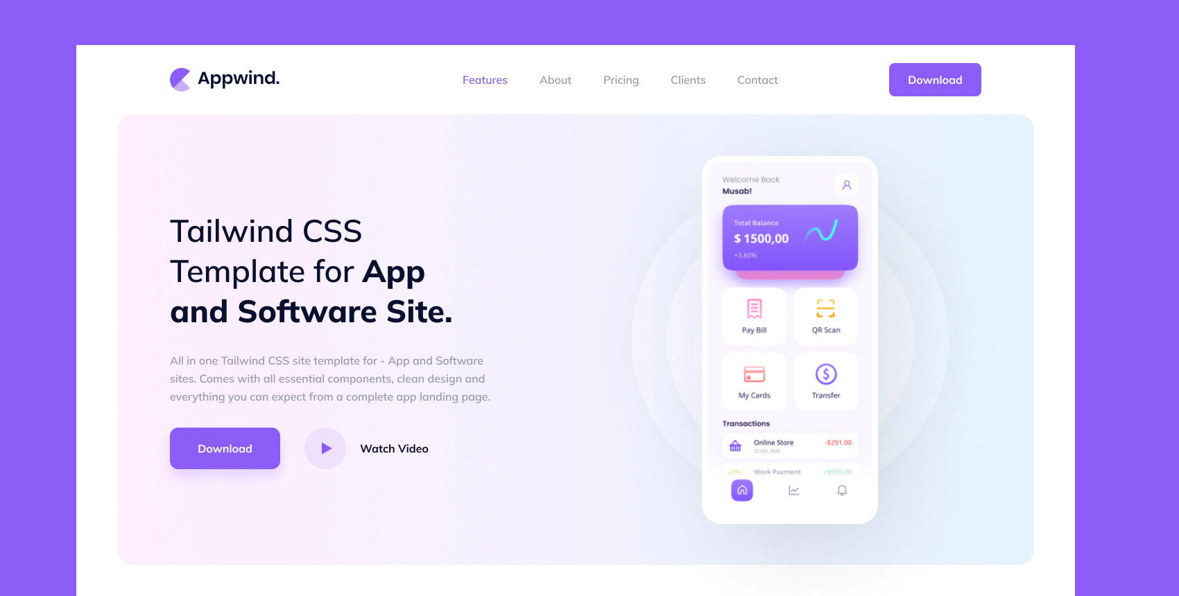 Mobile App Landing Page Template 0