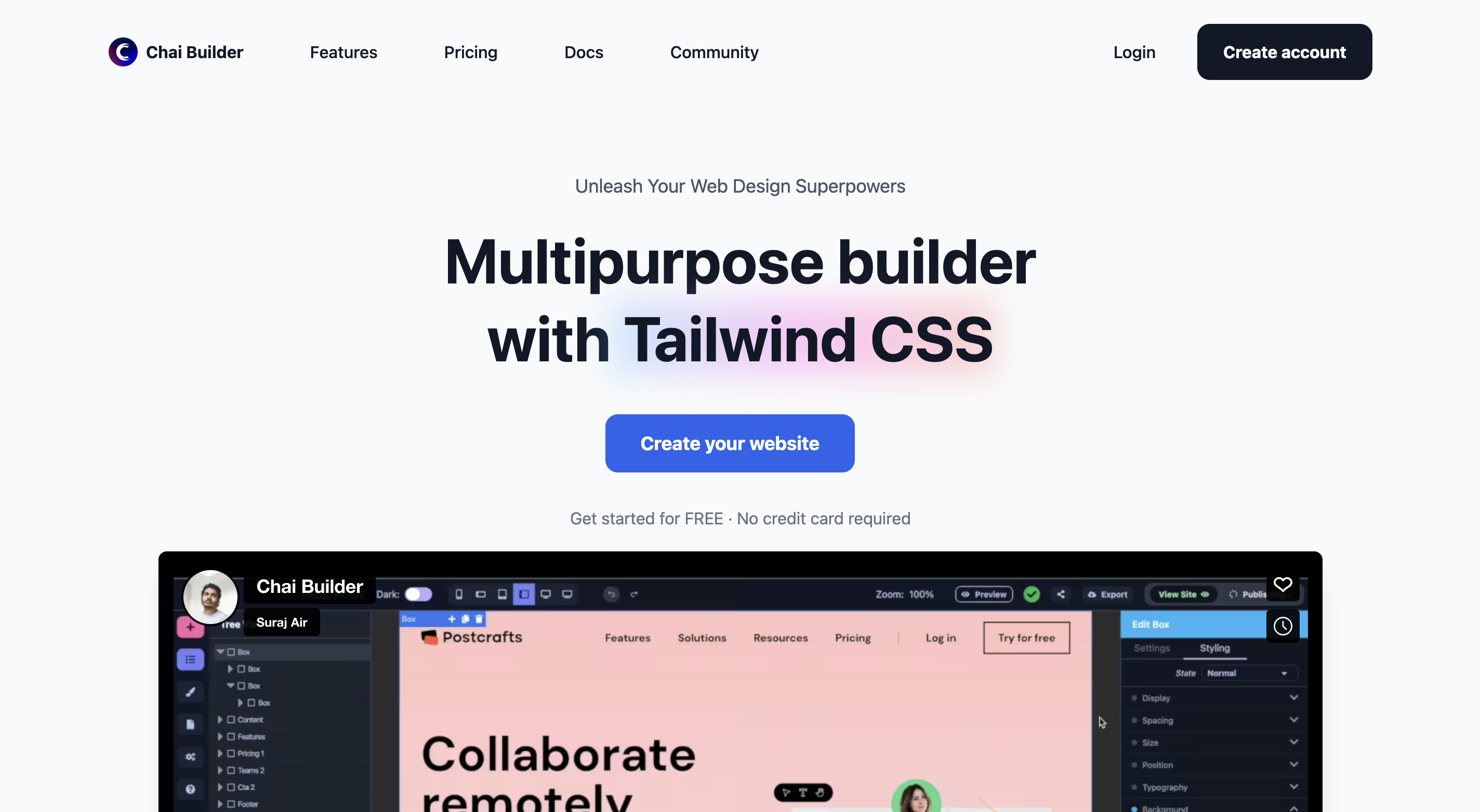 Chai Builder - Tailwind CSS Page Builder 0
