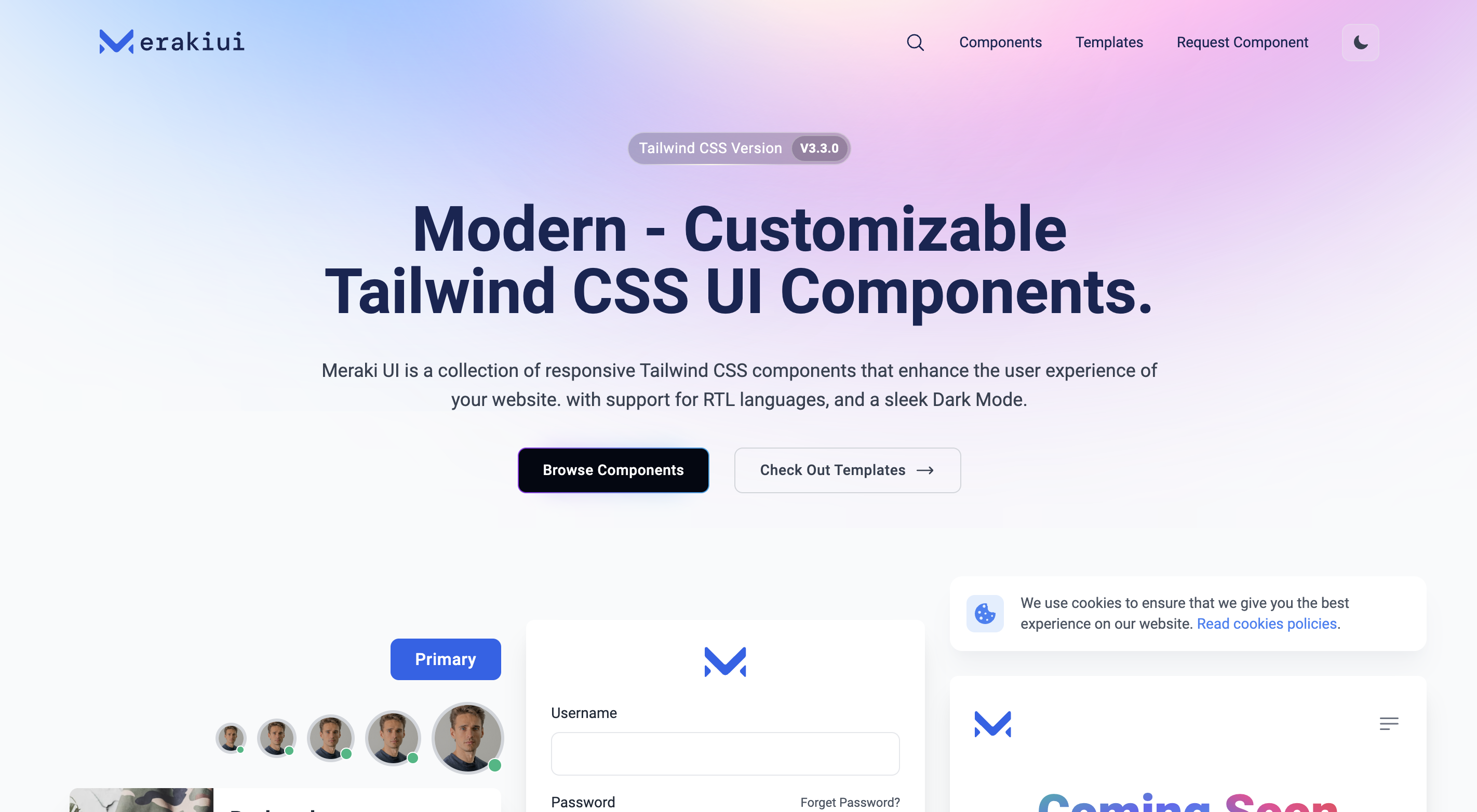 Meraki UI Tailwind CSS Components