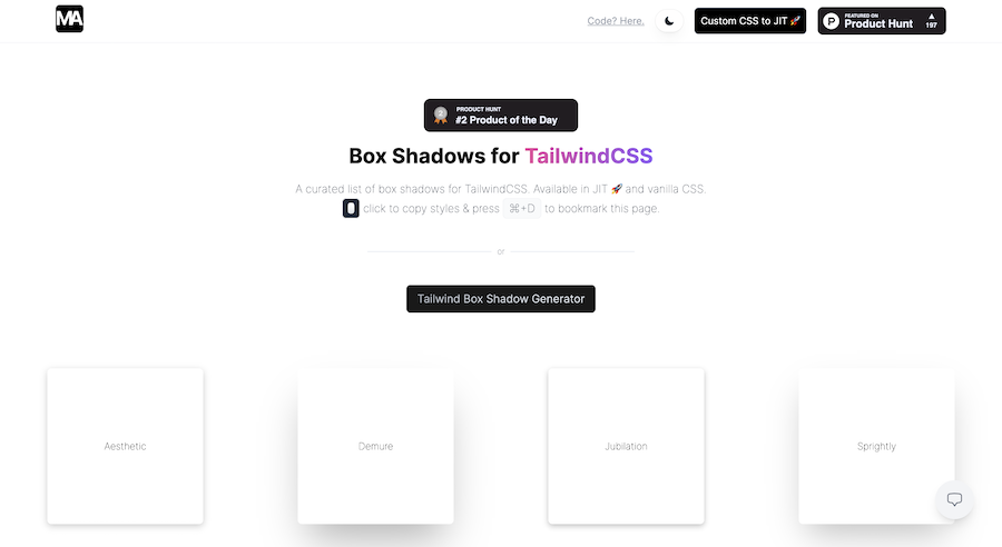 Box Shadows for TailwindCSS