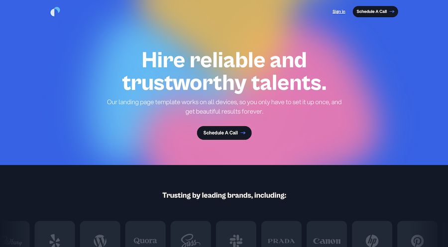 Talent Landing Page Template