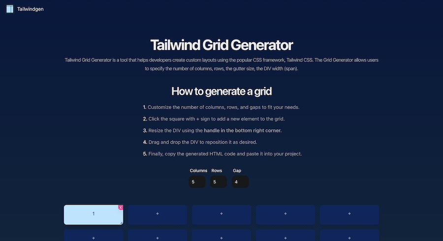 Tailwind Grid Generator 0