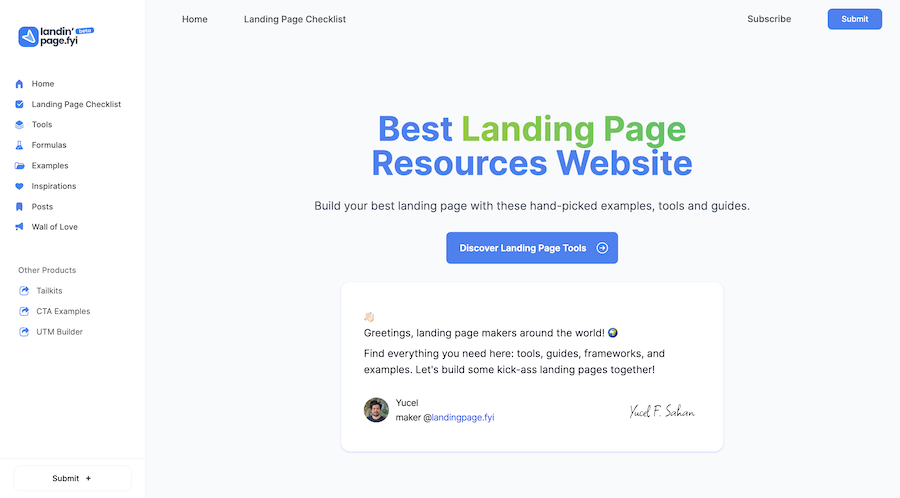 Landing Page Checklist Listing Page