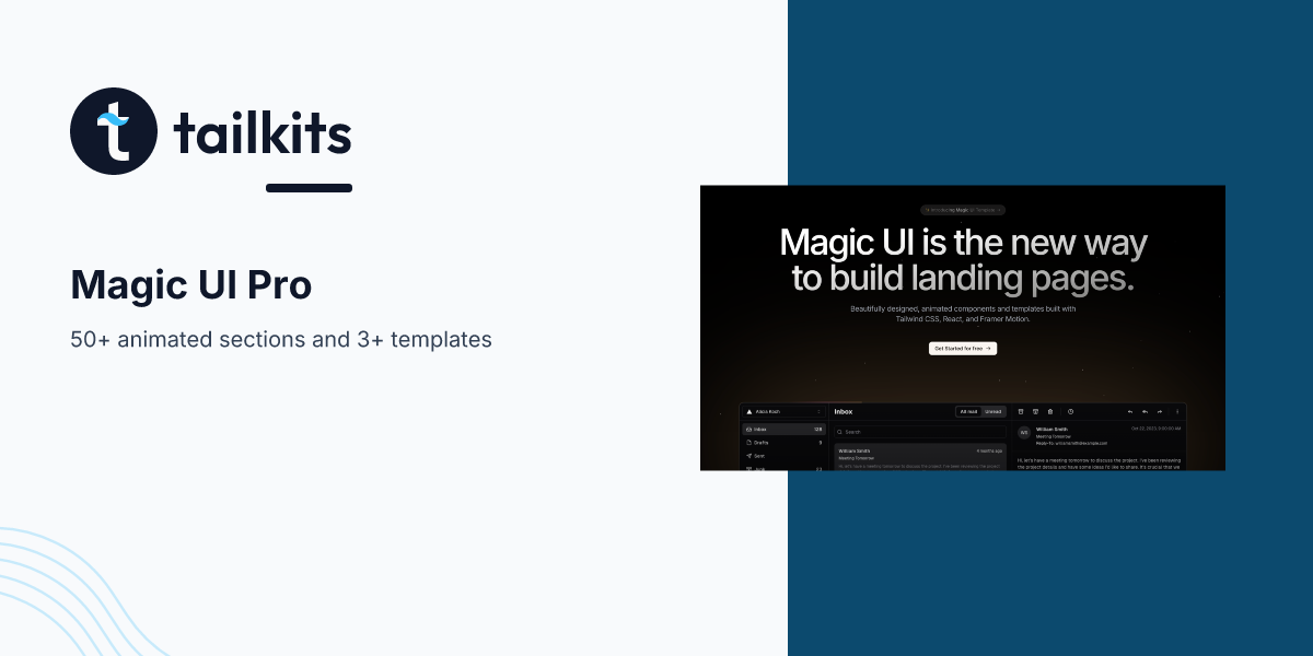 Magic ui pro build stunning landing pages fast tailkits