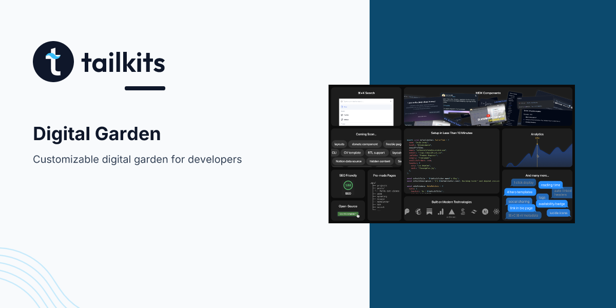 Developer Digital Garden Template | Tailkits