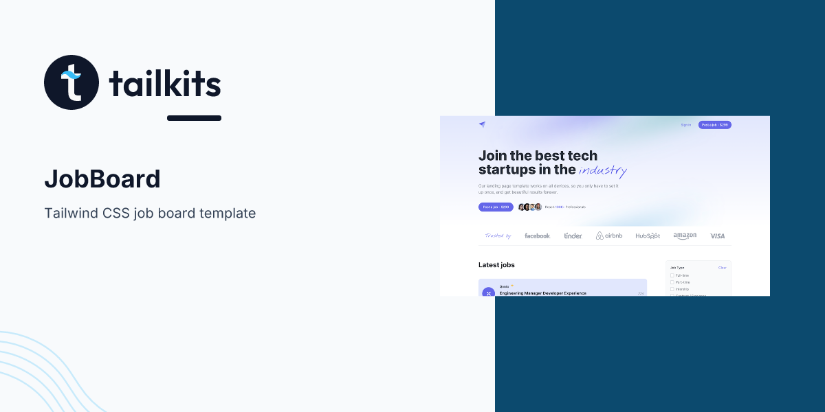 Modern Tailwind Job Board Template | Tailkits