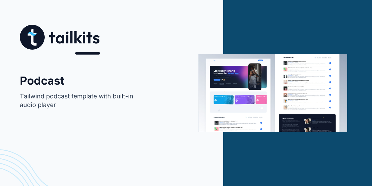 Tailwind CSS Podcast Website Template | Tailkits