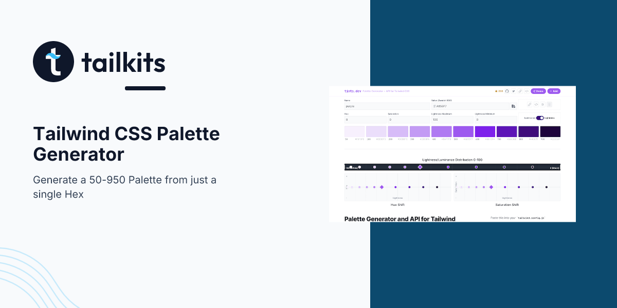 Tailwind CSS Palette Generator | Tailkits