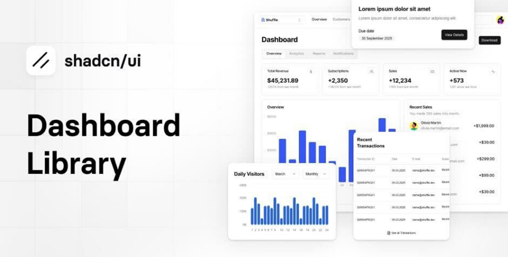 shadcn ui Dashboard Template