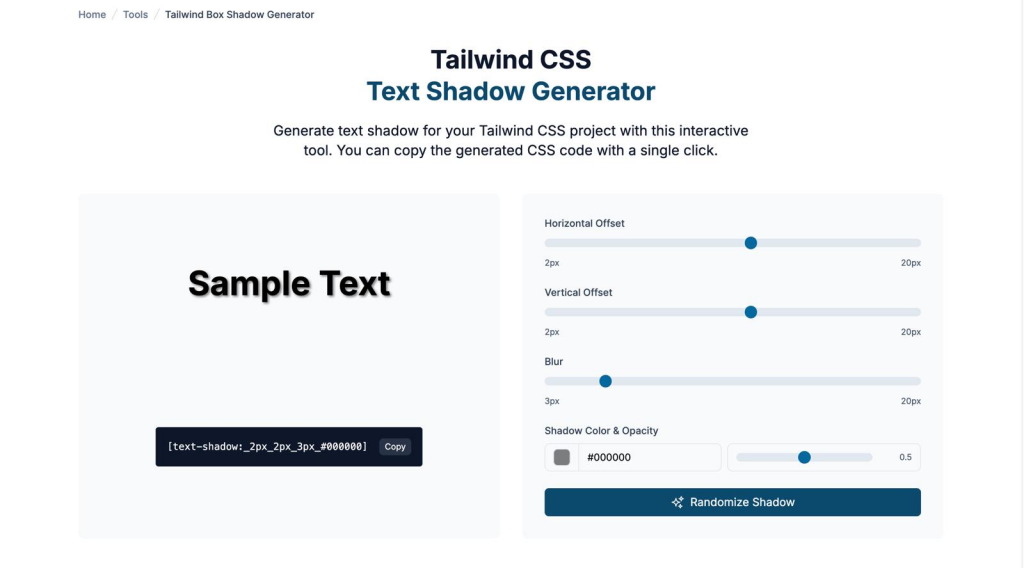 Tailwind Text Shadow Generator