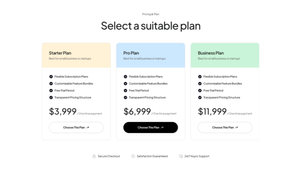 Tailwind pricing component from Consulty template