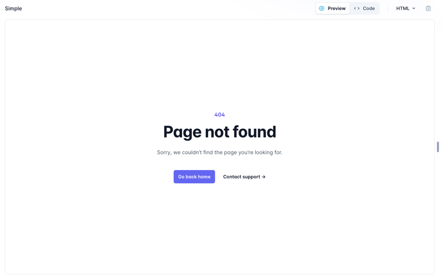 Custom 404 Page from Tailwind UI