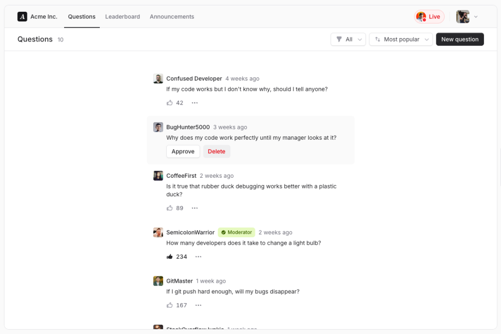 Flux UI - Livewire Q&A Board component