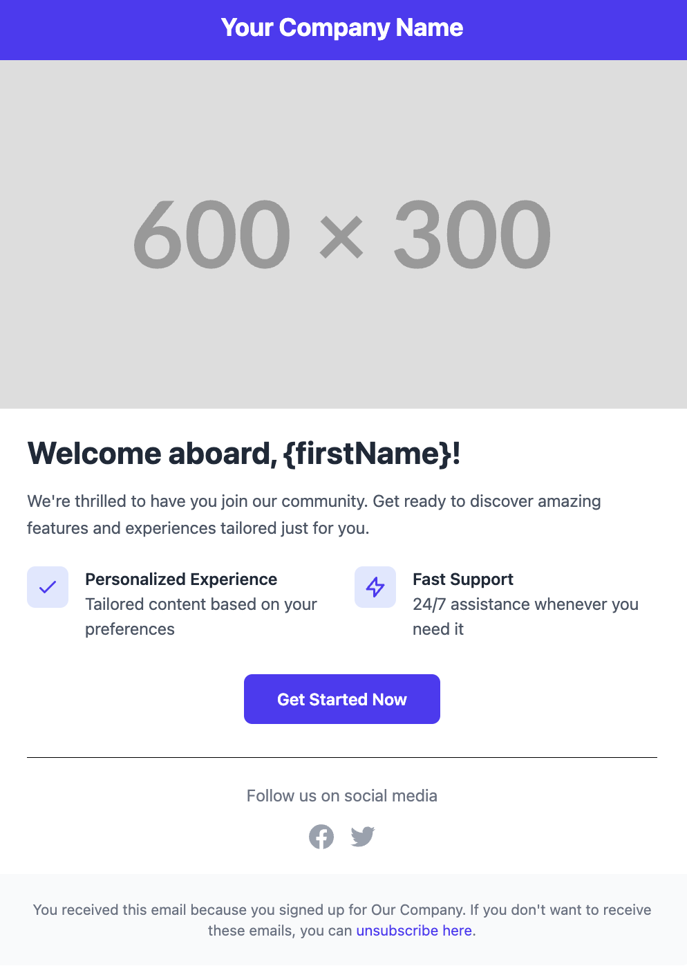 Welcome Email - Tailwind Email Template