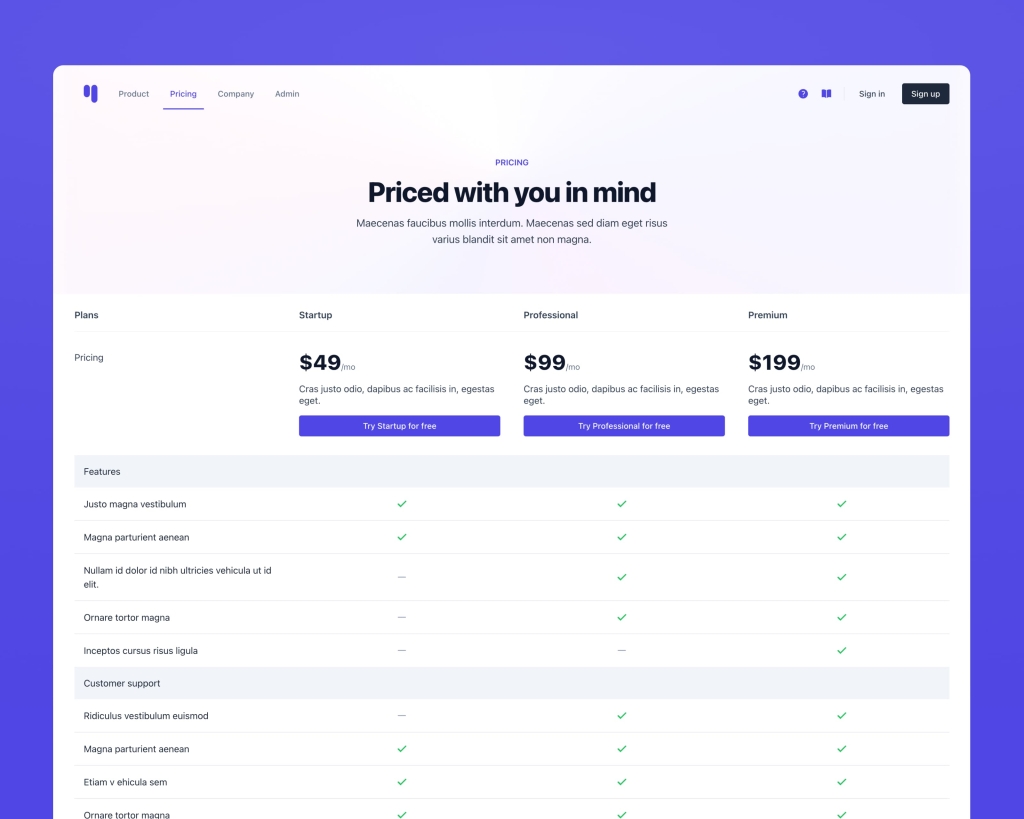 Hound Theme - Pricing Page