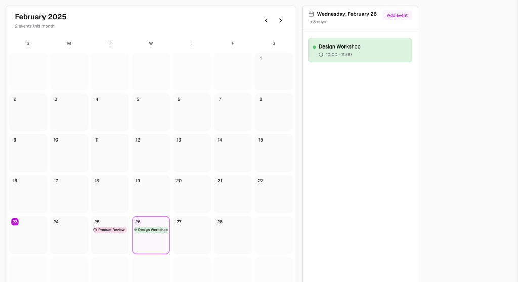 Calendar Schedule with Animation