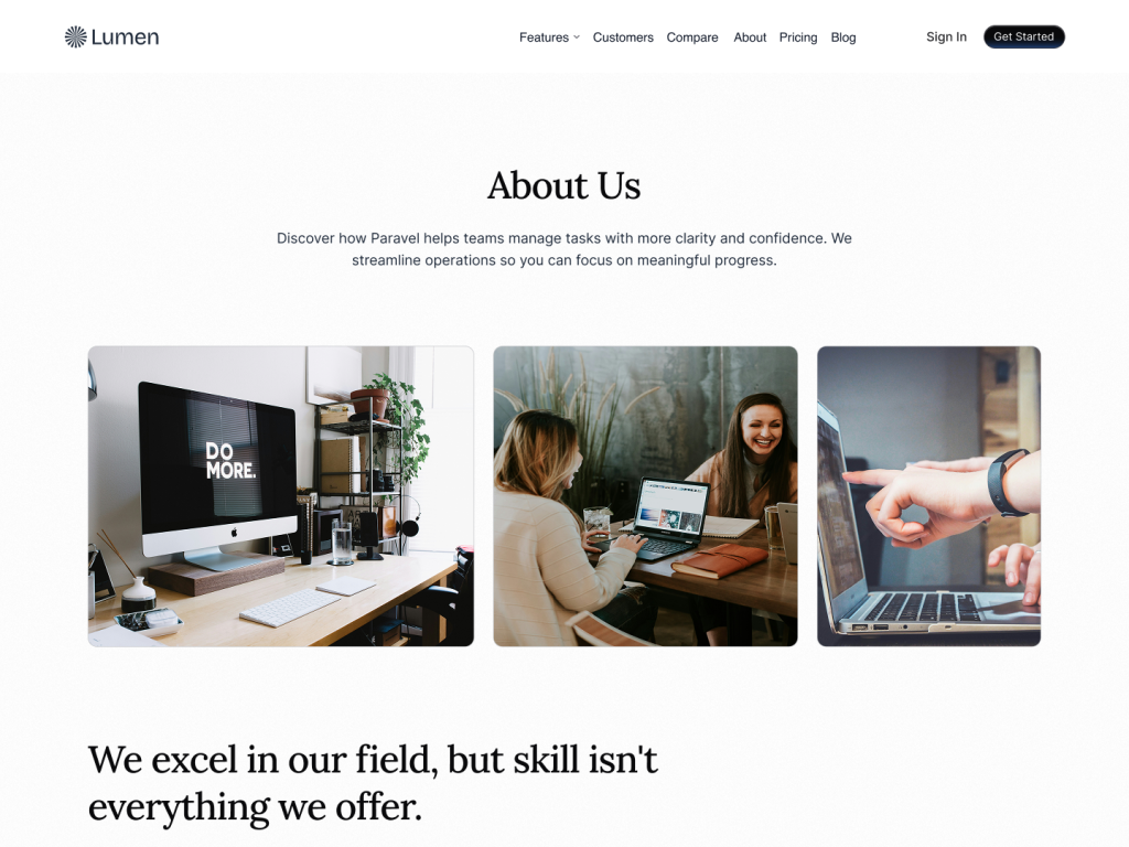 Lumen shadcn/ui Theme - About Us Page