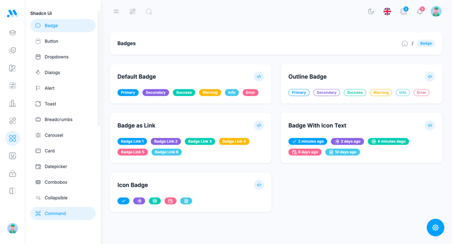 Badges - MaterialM shadcn/ui