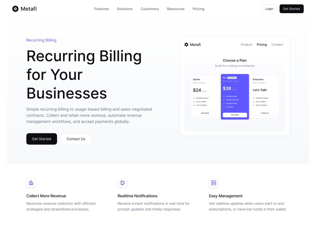 Metafi; multi page marketing template built on shadcn/ui and Tailwind CSS 4