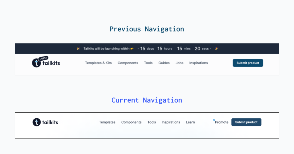 Tailkits Navigation Update: v1 vs v2