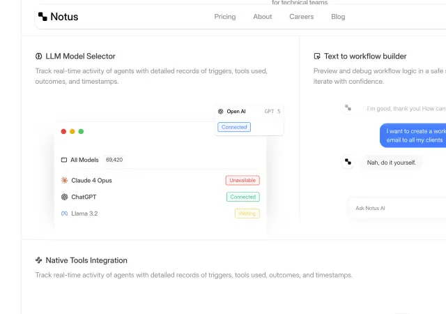 Notus AI Agent Template - Features