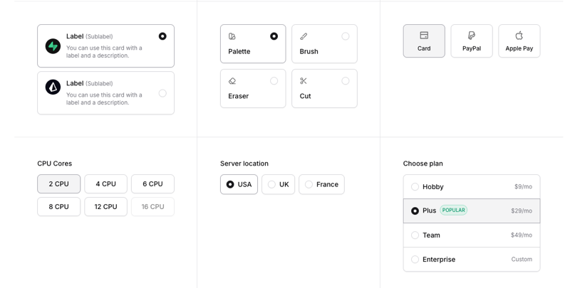 Origin UI - Checkbox & Select