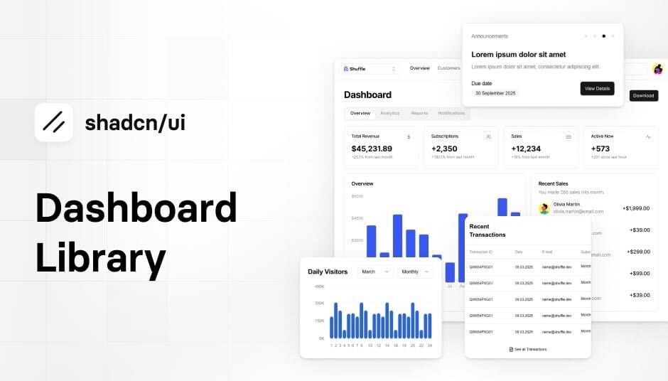 shadcn/ui dashboard template