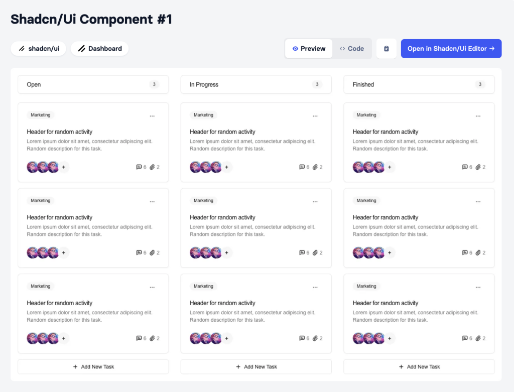 shadcn-ui kanban component