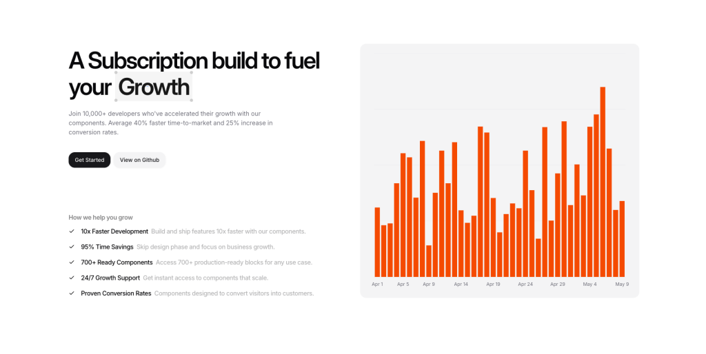 shadcn ui hero with stats Block