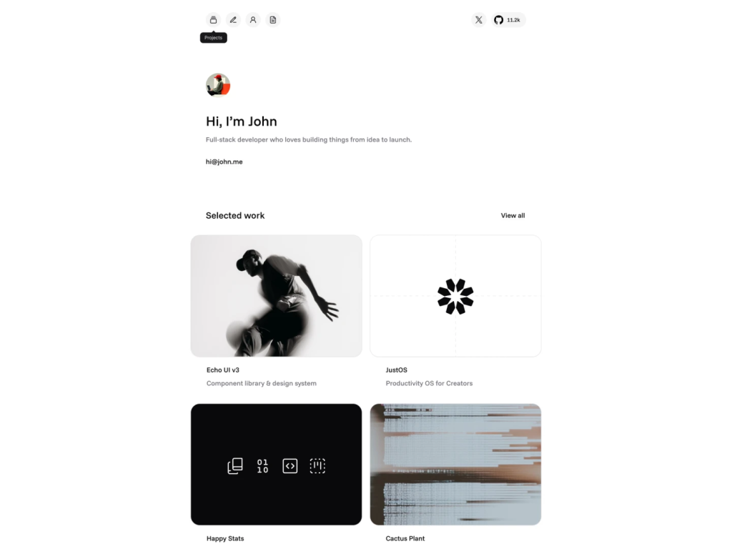 Echo minimalist shadcn/ui template