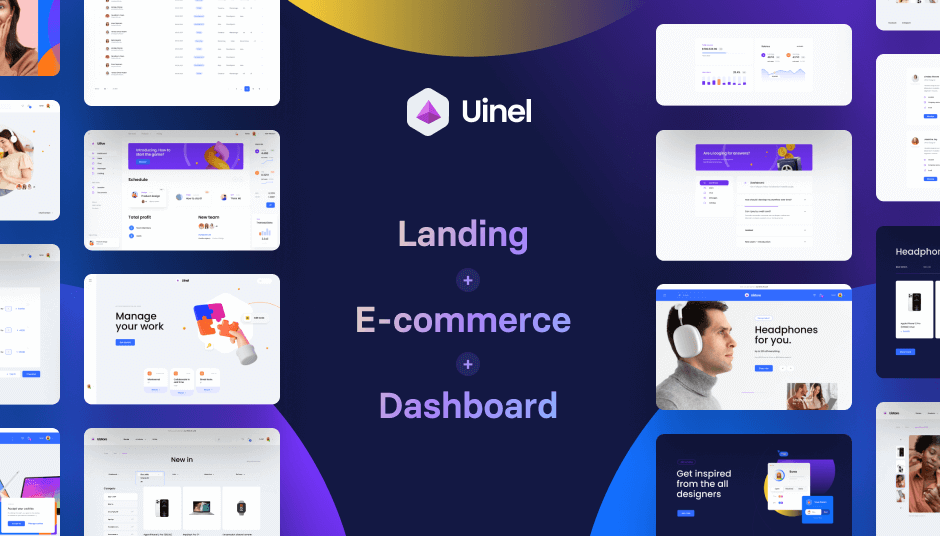 Uinel Landing, E-Commerce, Dashboard Template