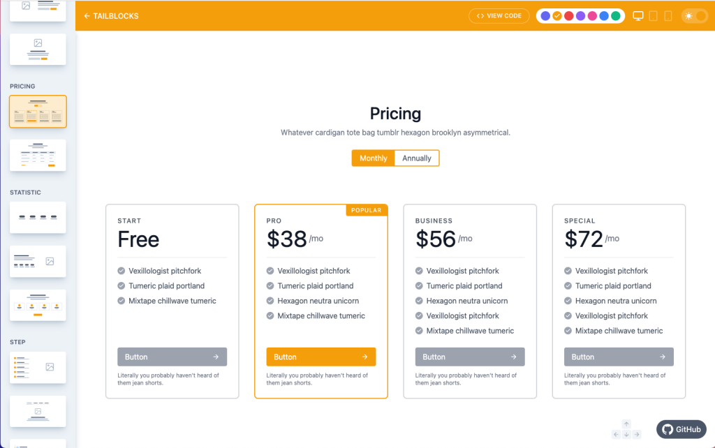 Tailblocks Pricing Component