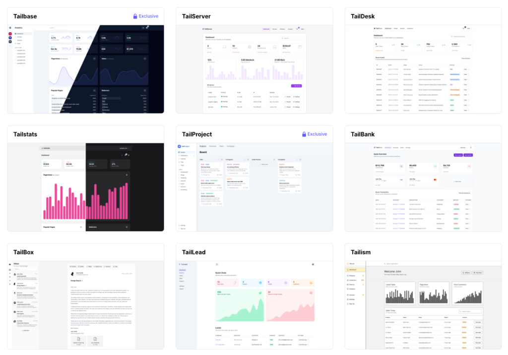 tailwind dashboard templates