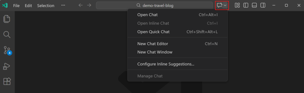 Open Copilot Chat in VS Code Open Copilot Chat in VS Code