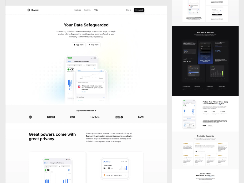 Mobile app landing page template