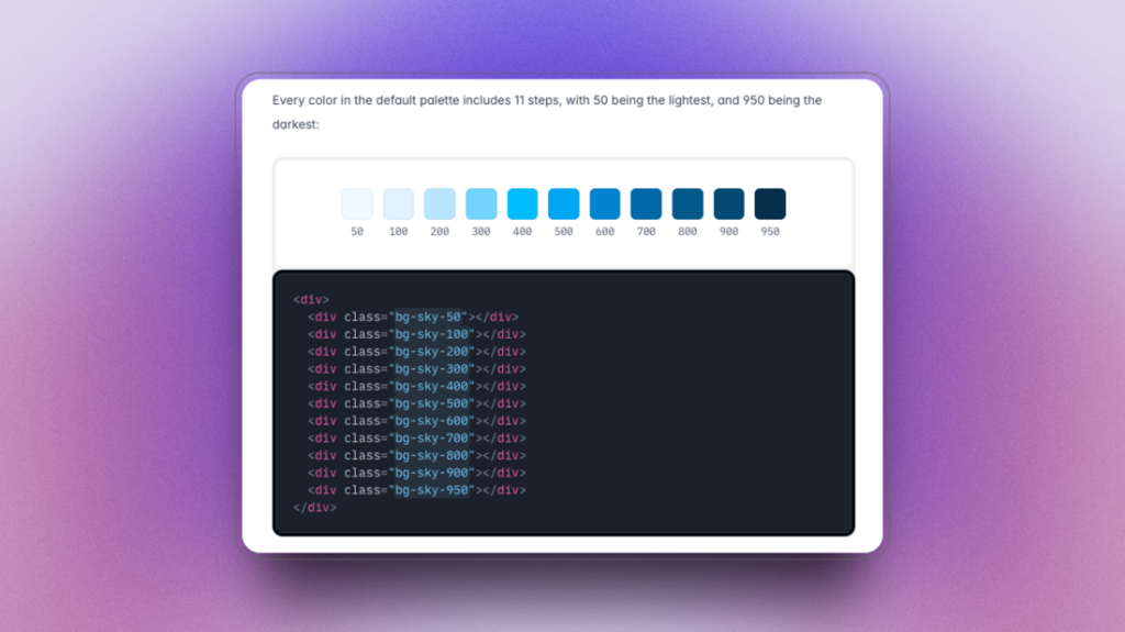Tailwind color palette example