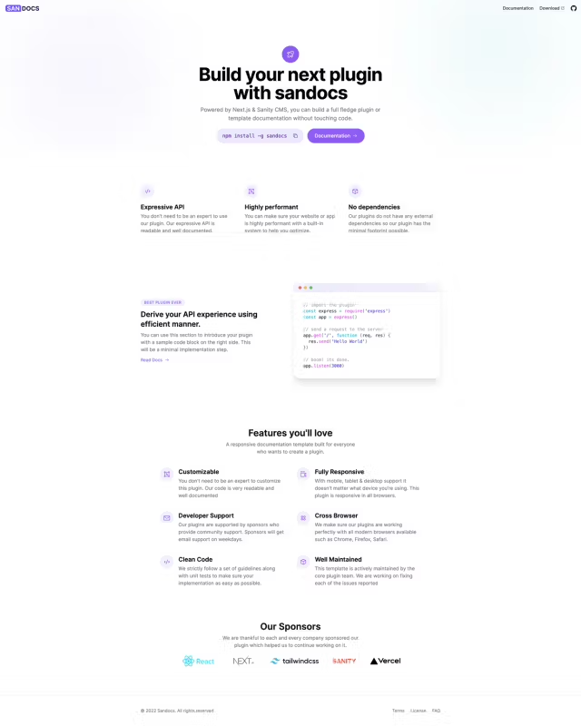 Sandocs Template - Tailwind Next.js Template