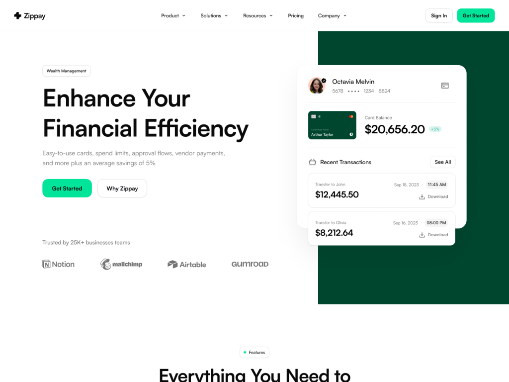 Zippay Theme – Fintech SaaS Template for Shadcn UI